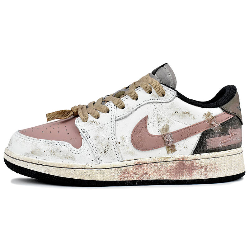 Jordan Jordan Air Jordan 1 Slip Resistant Abrasion Resistant Low top Kids' Skateboarding Shoes Pink White Teenagers