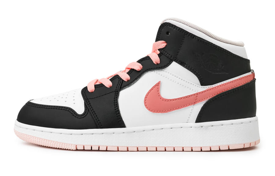Jordan Jordan Air Jordan 1 Peach Sweet Ink Mid top Children's Basketball Shoes Black Pink Teenagers