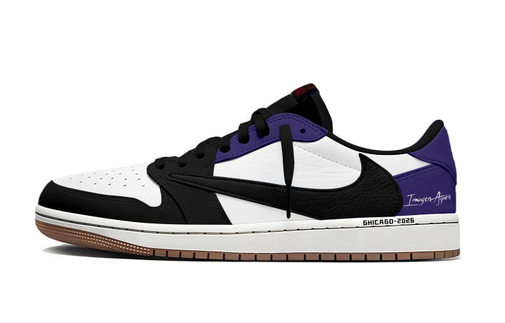 Jordan Travis Scott x Jordan Air Jordan 1 Travis Scott X AJ1 Purple Domain Cushioning Abrasion Resistant