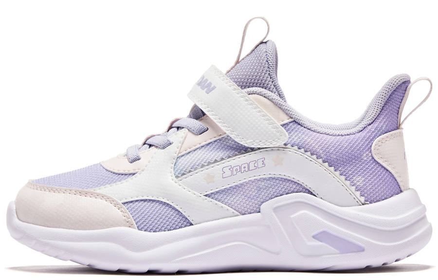 QIAODAN Synthetic Leather Slip Resistant Low top Kids Lifestyle Shoes Purple White Children Aged 3 7 Years Old
