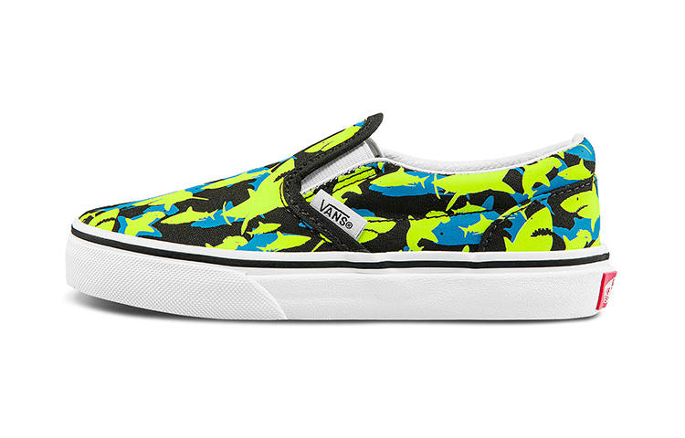 Vans Slip on Abrasion Resistant Low top Kids' Skateboarding Shoes Green Blue Black Children Aged 3 7 Years Old