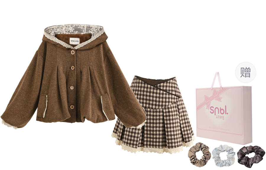 SNBL Two Piece Skirt Sets Women's Hooded Moderate Short