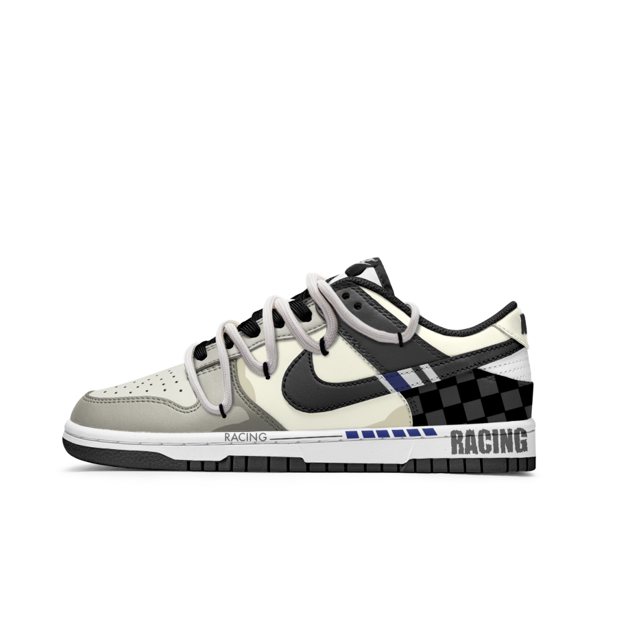 Nike Nike Dunk Match Point Graffiti Slip Resistant Abrasion Resistant Low top Kids' Skateboarding Shoes Black White Gray