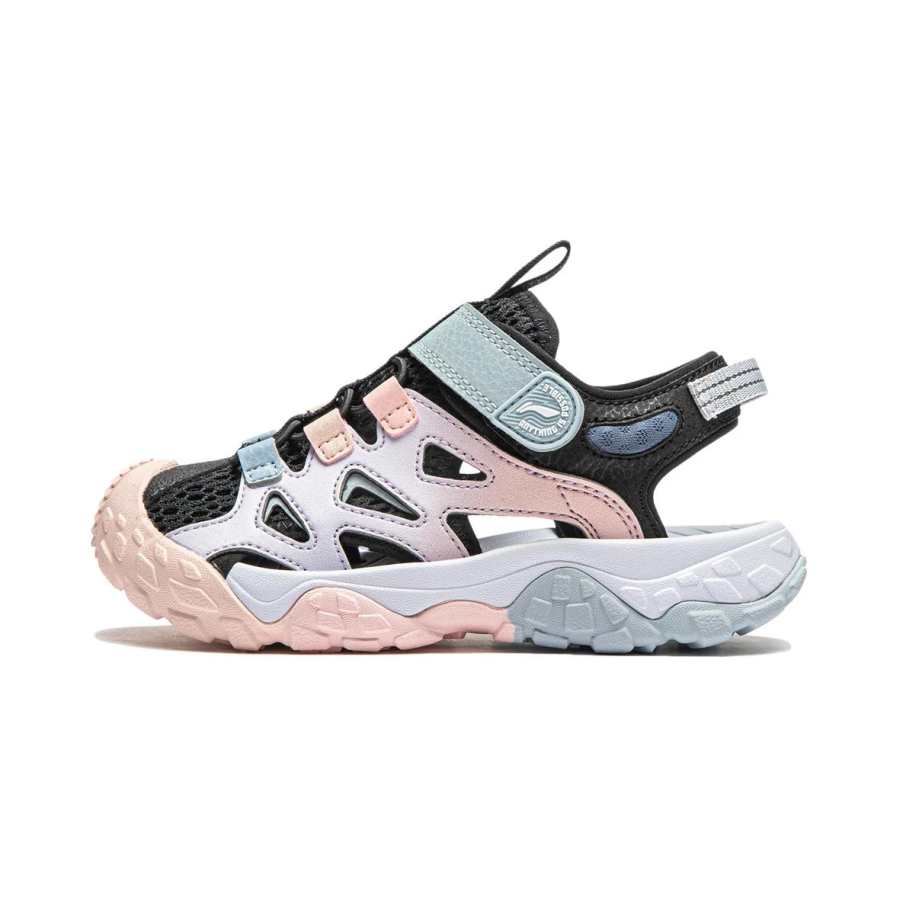 Li-Ning YOUNG Li Ning YOUNG Trek 2 Children's Sandals Black Purple Children Aged 3 7 Years Old
