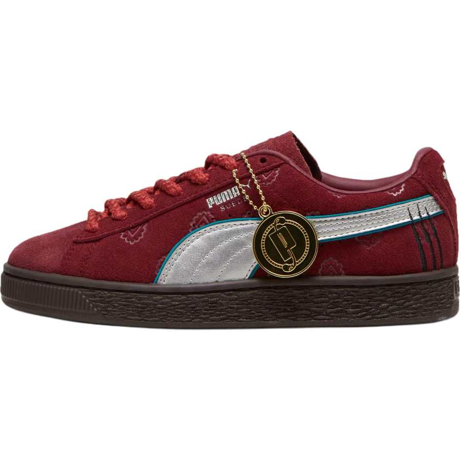 PUMA ONE PIECE x PUMA Suede Abrasion Resistant Low top Kids' Skateboarding Shoes Red Teenagers