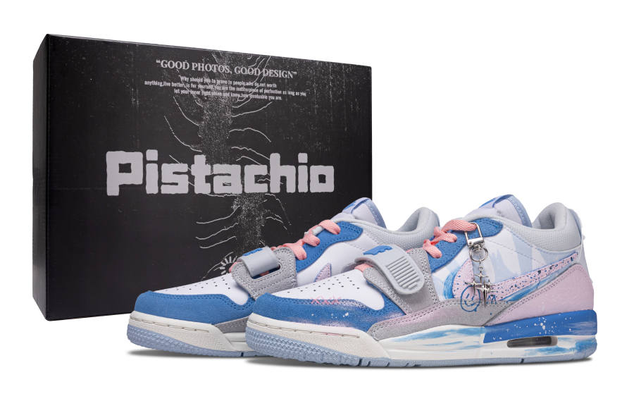 Jordan Jordan Legacy 312 Blue Pink Rhythm LH Versatile Slip Resistant Abrasion Resistant Low top Children's Basketball Shoes