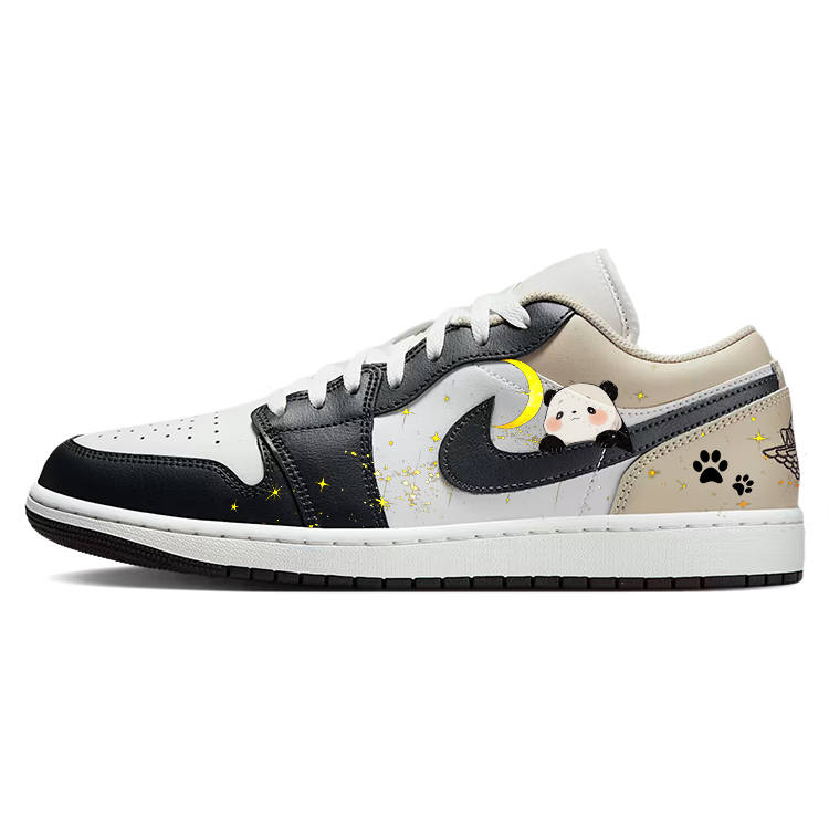 Jordan Jordan Air Jordan 1 Leather Slip Resistant Cushioning Low top Children's Basketball Shoes White Teenagers
