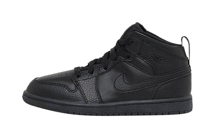 Jordan Jordan 1 Mid Triple Black Tumbled Leather PS