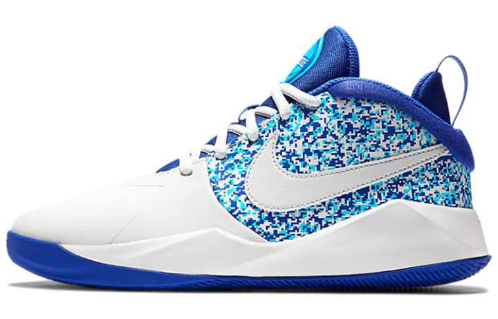 Nike Nike Team Hustle D 9 Digi Mid top Basketball Shoes White Blue Unisex