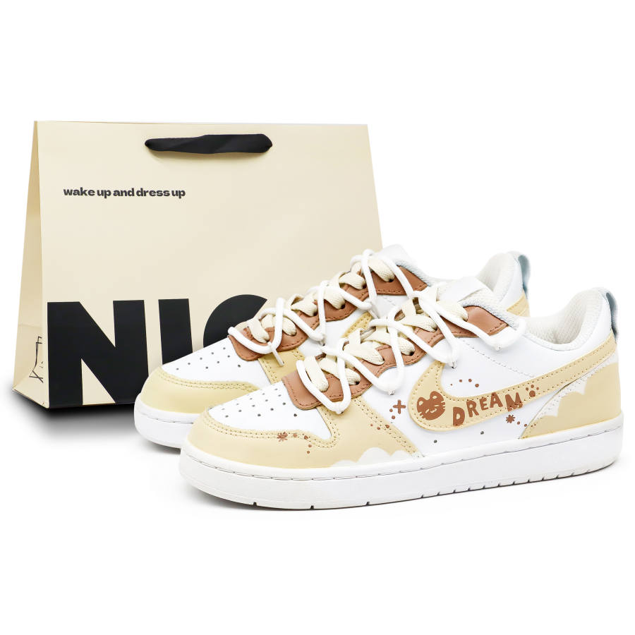 Nike Nike Court Borough Cocoa Pudding Kids' Skateboarding Shoes Yellow White
