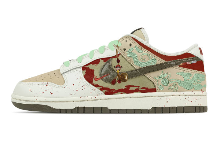 Nike Nike Dunk Wishing You A Prosperous New Year Leather Low top Skateboard Shoes Men's Beige Red