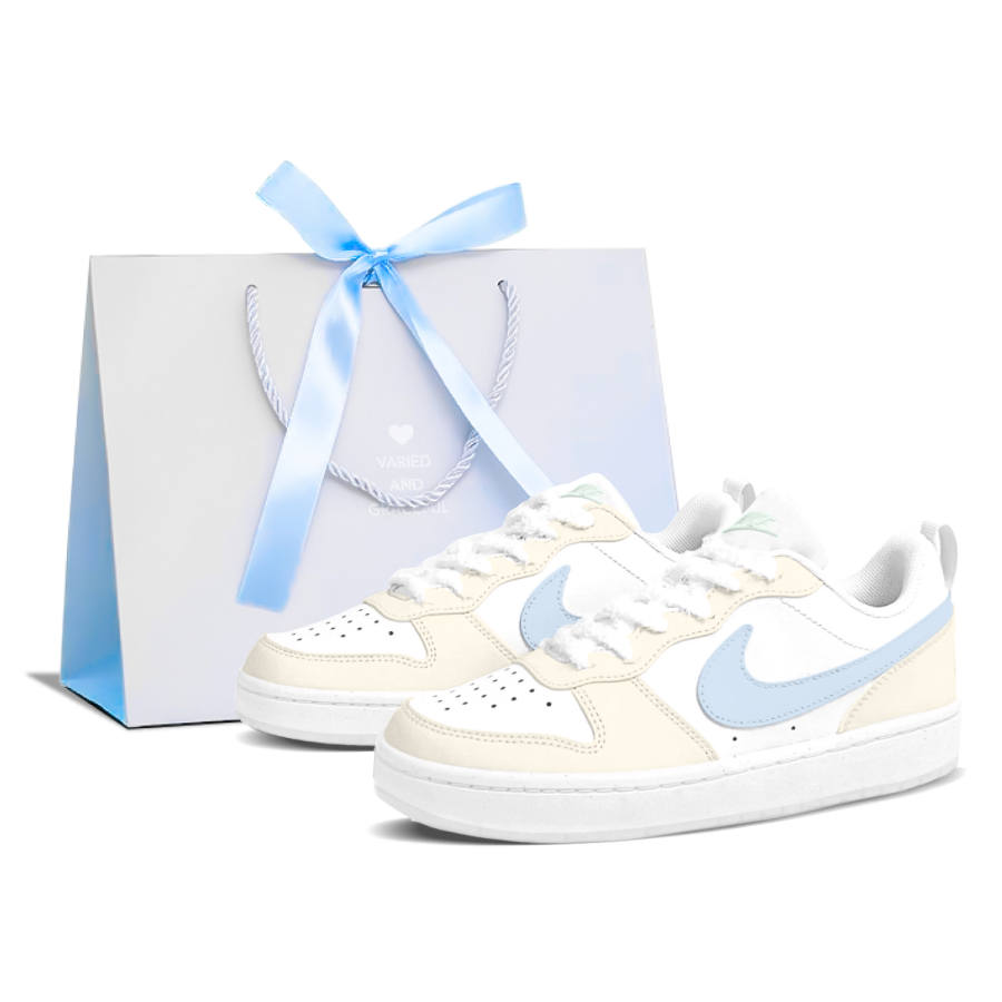 Nike Nike Court Borough Maris Sal Cream Puff Cushioning Low top Skateboard Shoes Custard Blue Kids'