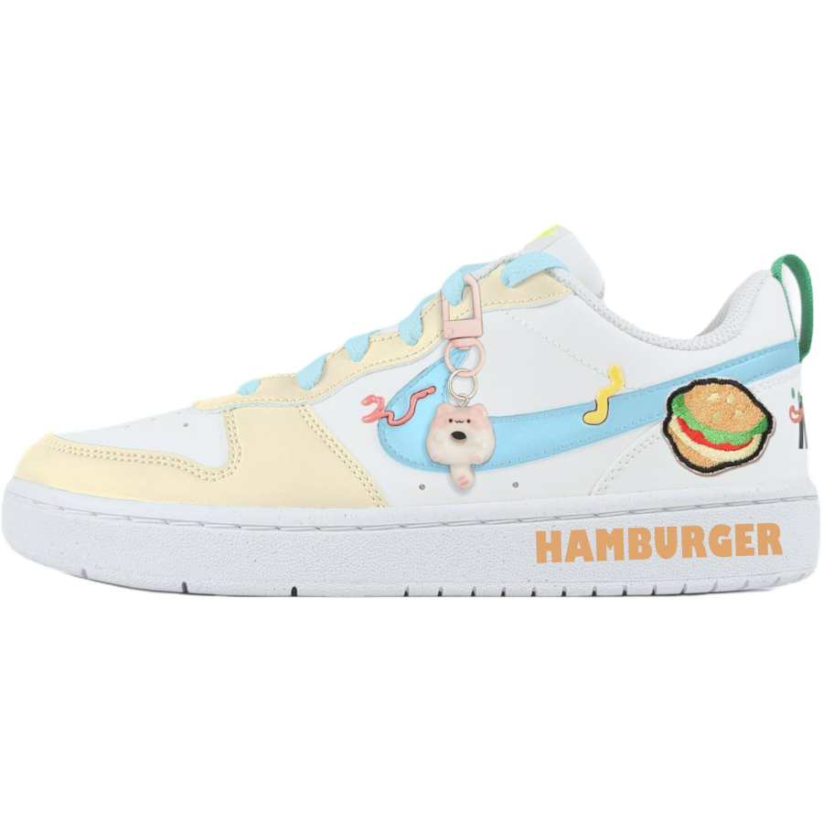 Nike Nike Court Borough Slip Resistant Abrasion Resistant Low top Kids' Skateboarding Shoes White Teenagers