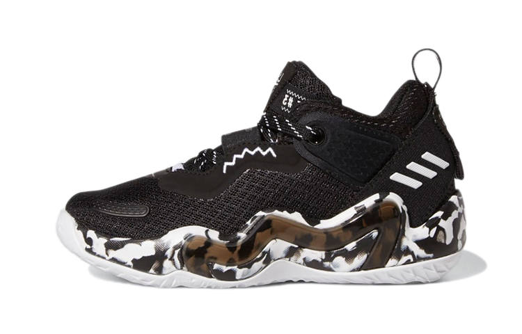 Adidas Adidas D.O.N. Issue #3 Abrasion Resistant Mid top Children's Basketball Shoes Black White Children Aged 3 7 Years Old