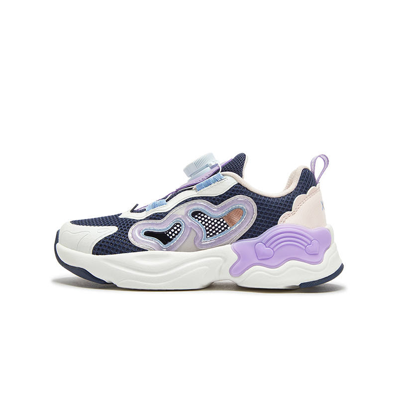 XTEP Little Sweet Heart Slip Resistant Abrasion Resistant Low top Casual Shoes Dark Purple Sail White Kids'