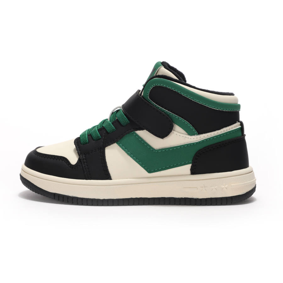 Pony CITY WINGS Comfortable Abrasion Resistant Breathable Thermal High top Kids' Skateboarding Shoes Black Green
