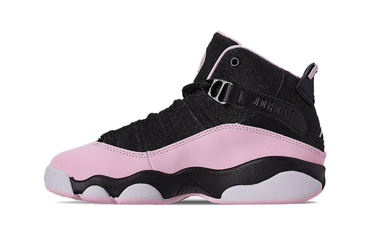 Jordan Jordan Air Jordan 6 Cushioning High top Children's Basketball Shoes Black Pink Children Aged 3 7 Years Old