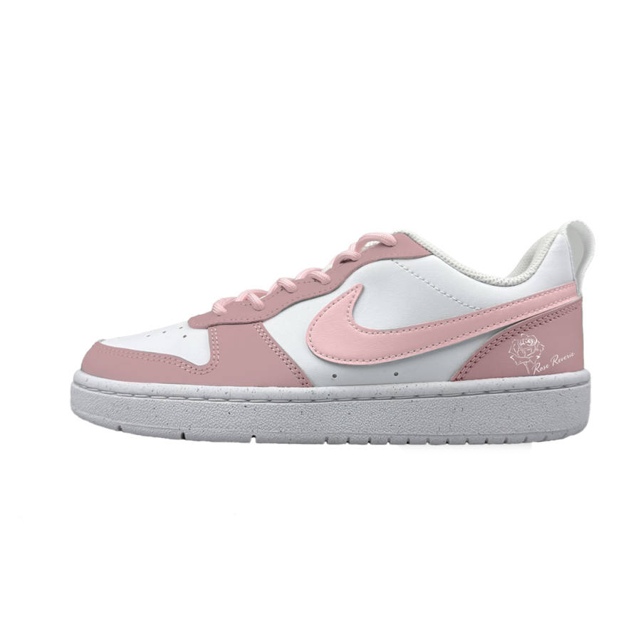 Nike Nike Court Borough Leather Abrasion Resistant Low top Kids' Skateboarding Shoes White Pink Unisex