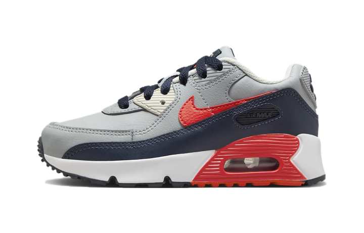 Nike Nike Air Max 90 Comfortable Wear resistant And Lightweight Low top Kids' Running Shoes Gray Red