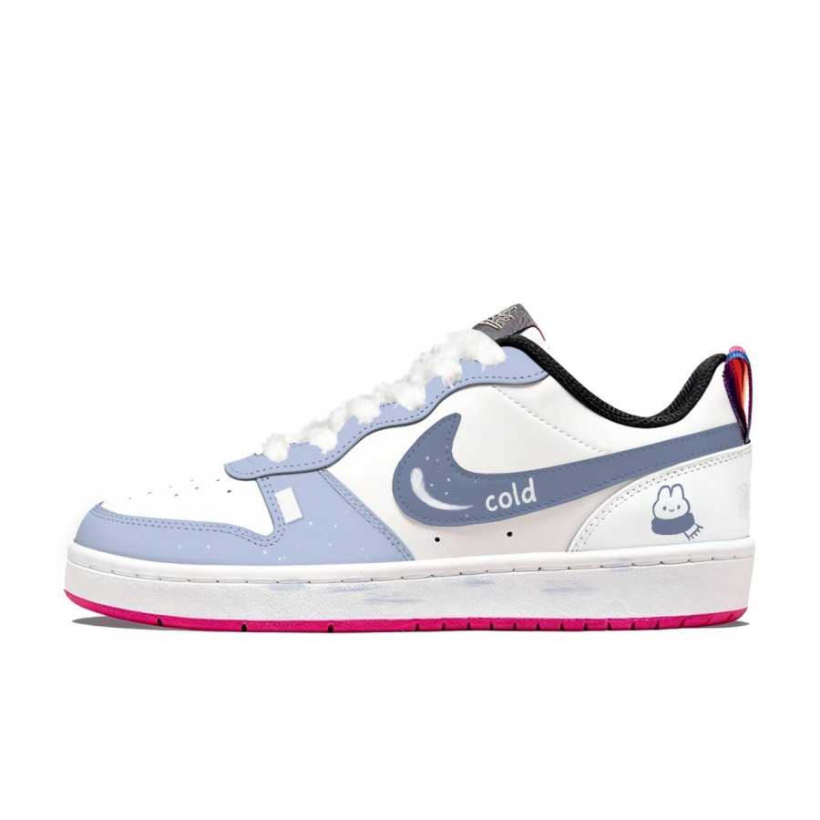 Nike Nike Court Borough Synthetic Leather Abrasion Resistant Slip Resistant Low top Skateboard Shoes Light Blue Teenagers