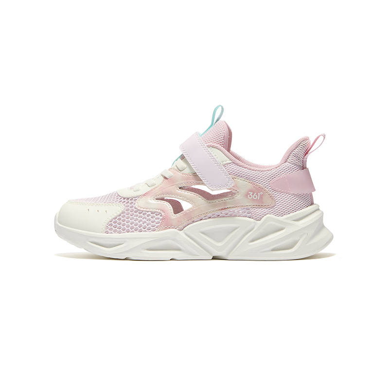 361°KIDS Driving Wind 1.0 Textile, Synthetic Leather Low top Running Shoes Pink White Unisex