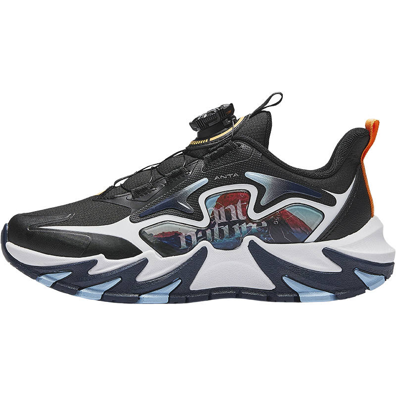 Antakids Synthetic Leather Low top Casual Shoes Black White Orange Teenagers