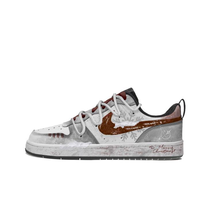 Nike Nike Court Borough P.M.S. Snowy Wander Slip Resistant Abrasion Resistant Low top Kids' Skateboarding Shoes Red Gray