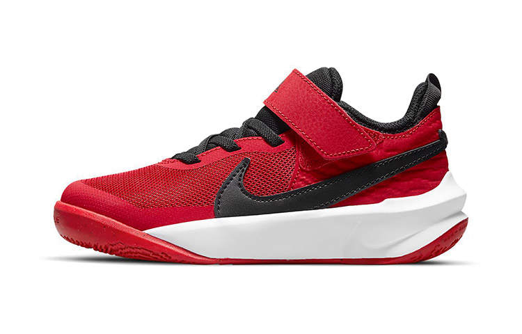 Nike Nike Team Hustle D 10 Cushioning Abrasion Resistant Low top Children's Basketball Shoes Black Red White