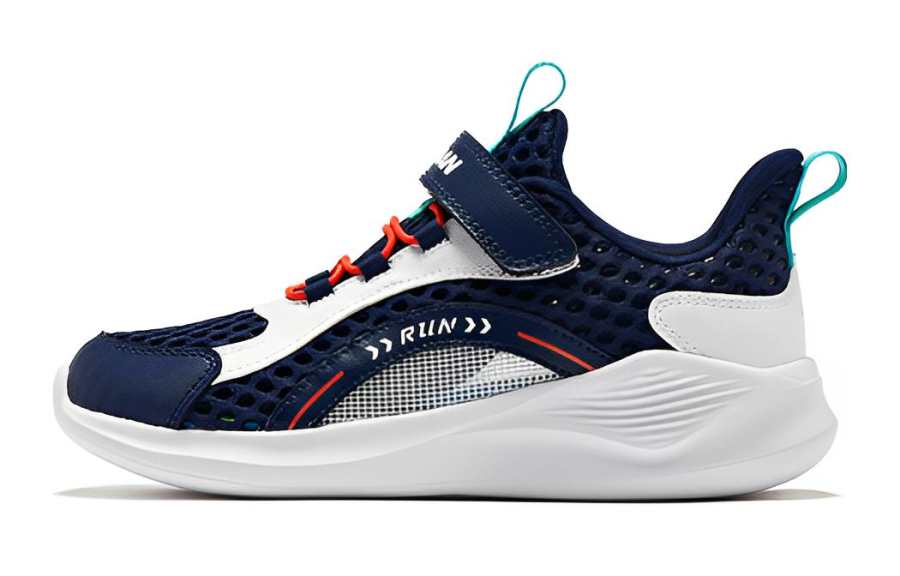 QIAODAN Cushioning Breathable Low top Running Shoes White Blue Teenagers