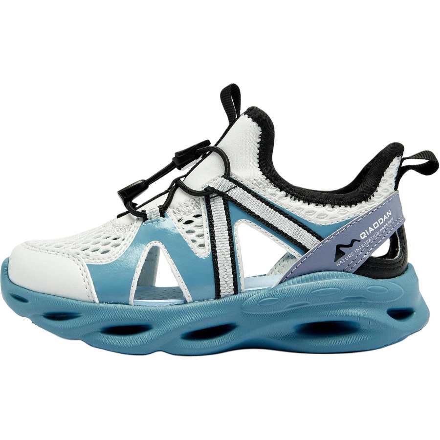 QIAODAN Slip Resistant Abrasion Resistant Low top Kids' Running Shoes Silver Blue Children Aged 3 7 Years Old