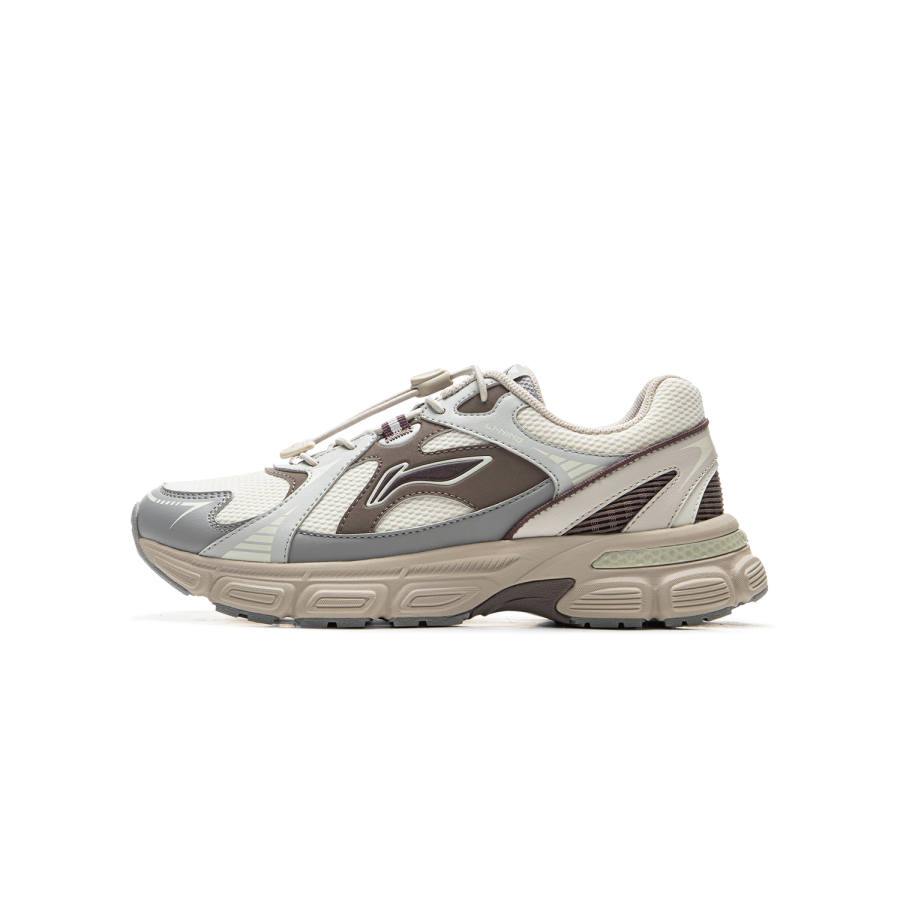 Li-Ning YOUNG Li Ning YOUNG Sports Life Collection Slip Resistant Abrasion Resistant Low top Kids Lifestyle Shoes Beige Gray Kids'