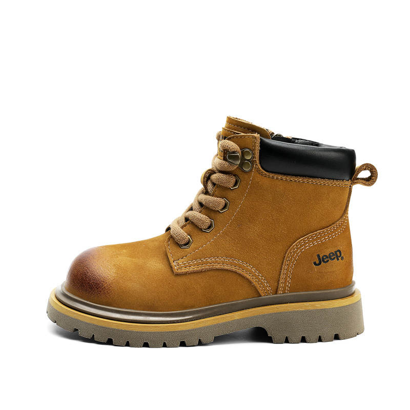 Jeep Cow Leather Slip Resistant, Abrasion Resistant, Waterproof Mid top Kids' Leather Boots Unisex