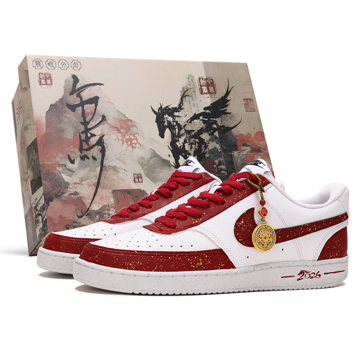 Nike Nike Court Vision 1 Abrasion Resistant Low top Skateboard Shoes Men's Red White