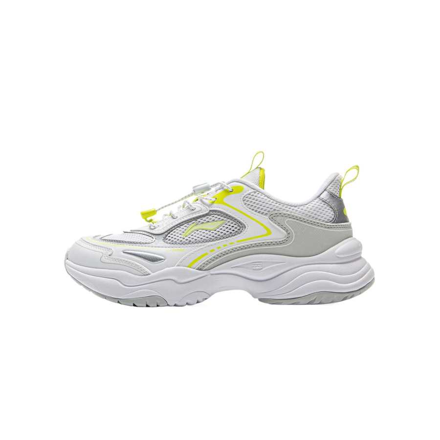 Li-Ning YOUNG Li Ning YOUNG Sports Life Collection Synthetic Leather Low top Casual Shoes Standard White/Water Drop Gray/Silver