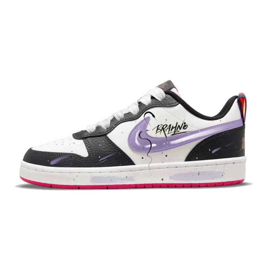 Nike Nike Court Borough Abrasion Resistant Low top Kids' Skateboarding Shoes Black Purple Teenagers