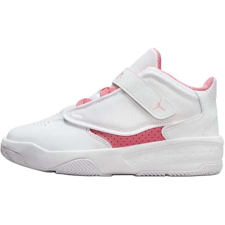 Jordan Jordan Max Aura 4 Slip Resistant Abrasion Resistant Mid top Children's Basketball Shoes White Pink