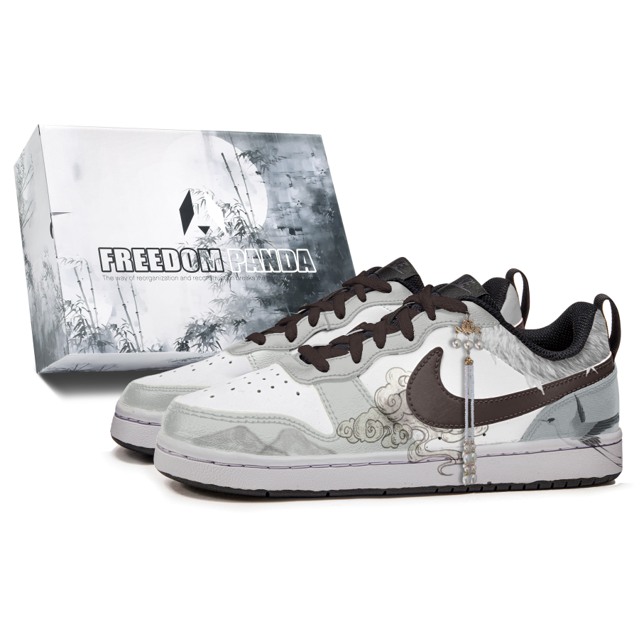 Nike Nike Court Borough Crane To Door Slip Resistant Abrasion Resistant Low top Kids' Skateboarding Shoes Gray White