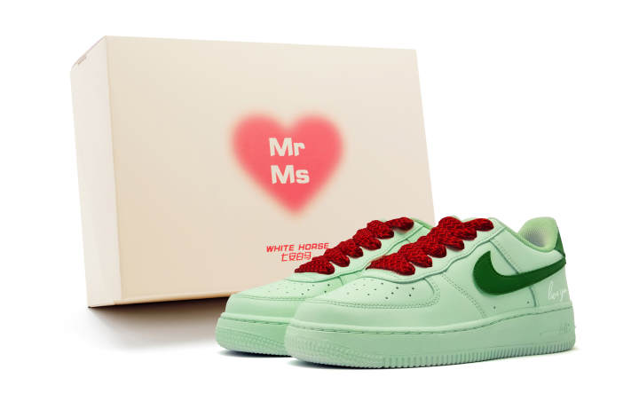 Nike Nike Air Force 1 LE Synthetic Leather Slip Resistant Abrasion Resistant Low top Kids' Skateboarding Shoes Green