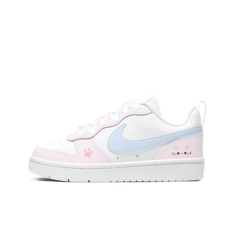Nike Nike Court Borough Low 2 Slip Resistant Abrasion Resistant Low top Kids' Skateboarding Shoes Blue Pink Teenagers
