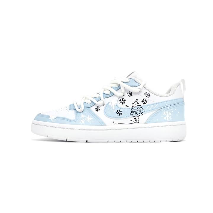 Nike Nike Court Borough Low 2 Leather Slip Resistant Abrasion Resistant Low top Kids' Skateboarding Shoes Light Blue