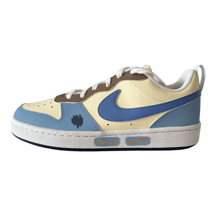 Nike Nike Court Borough Denim Synthetic Leather Low top Kids' Skateboarding Shoes White Blue Brown Kids'