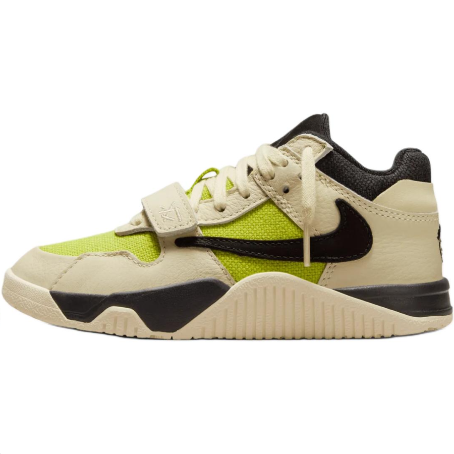 Jordan Jordan x Travis Scott Jumpman Jack TR Slip Resistant Mid top Children's Basketball Shoes Beige/Black/Yellow Kids'