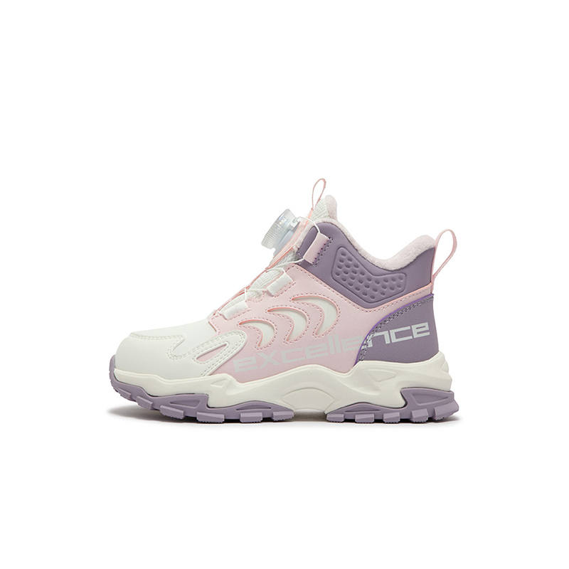XTEP Slip Resistant Abrasion Resistant Children's Cotton Shoes Sail White Soft Pink Bellflower Purple