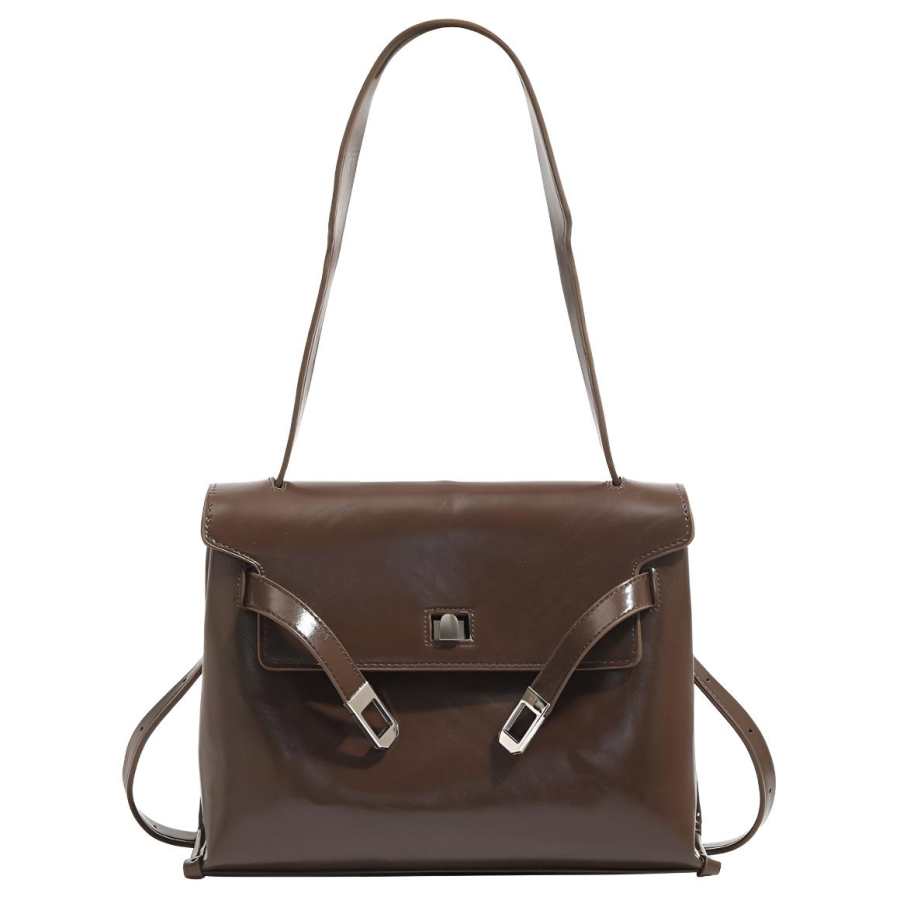 PAYOT Synthetic Leather Crossbody Bag, Shoulder Bag Women's Chestnut Brown/Mousse Black