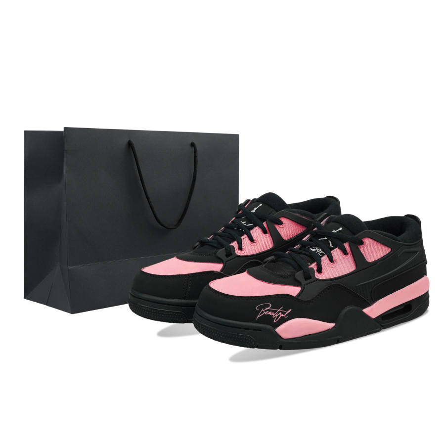 Jordan Jordan Air Jordan 4 Slip Resistant Abrasion Resistant Low top Kids Lifestyle Shoes Black Pink Teenagers
