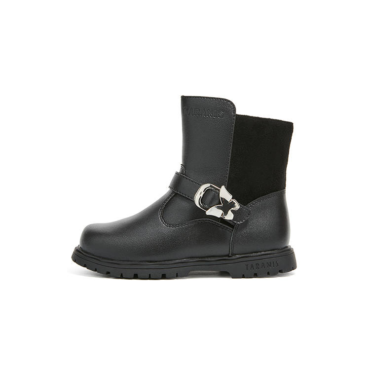 TARANIS Fleece Lined Comfortable Soft Sole Abrasion Resistant Kids' Boots Black Children Aged 3 7 Years Old