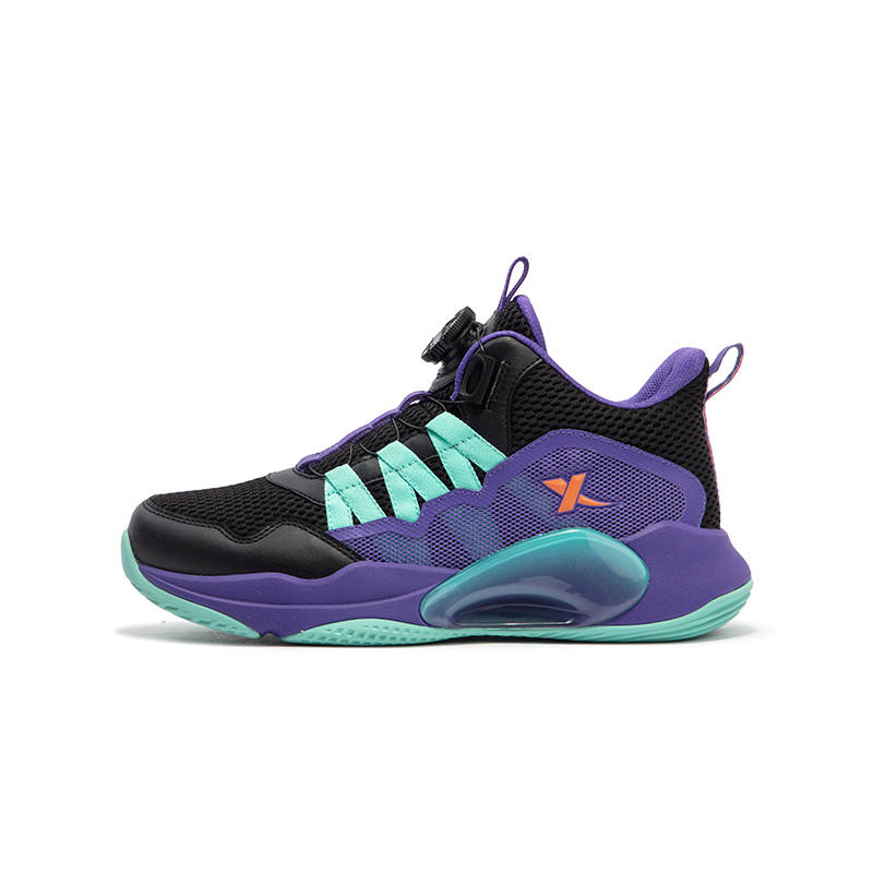 XTEP Cushioning, Wear Resistant Low top Children's Basketball Shoes Black Purple Teenagers