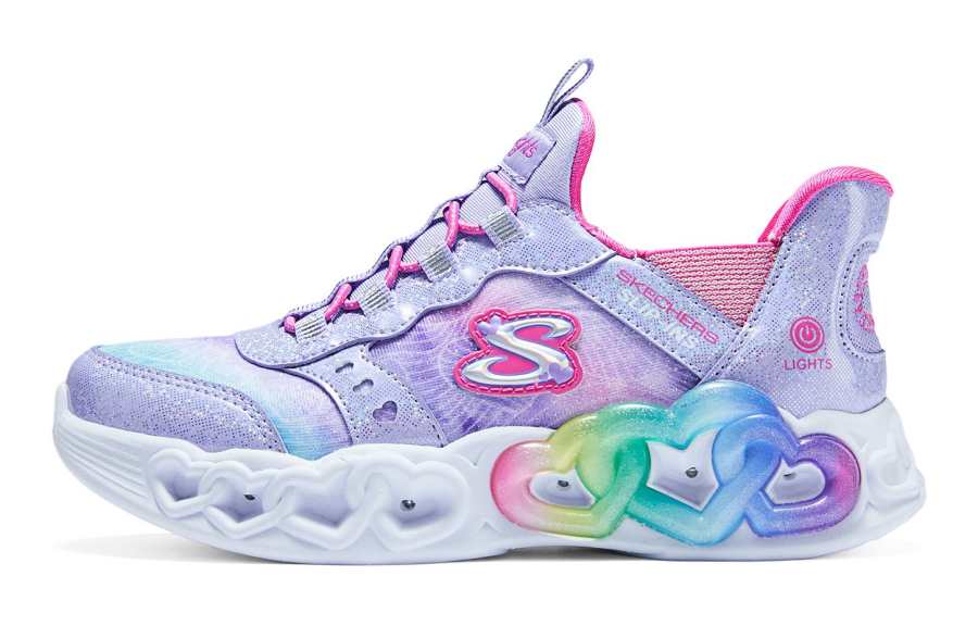 Skechers GIRLS Hands Free Slip Ins Mid top Kids Lifestyle Shoes Silver Purple