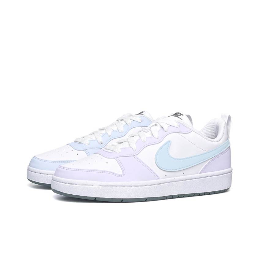 Nike Nike Court Borough Synthetic Leather Slip Resistant Abrasion Resistant Low top Kids' Skateboarding Shoes Blue Purple