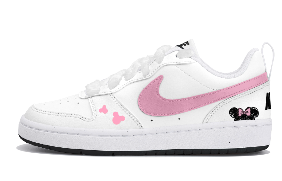 Nike Nike Court Borough Pink Sweet Cute Low top Kids' Skateboarding Shoes White Pink Teenagers